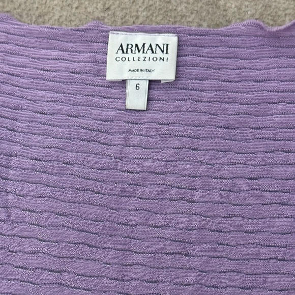 ARMANI COLLEZIONI Lightweight Cap Short Sleeve Women Top Purple Stripes Size 6 - Picture 2 of 6